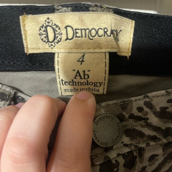 Democracy Ab Technology Animal Leopard Print Skinny Pants Black & Tan sz 4 - Picture 2 of 8